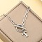 Stainless Steel Paperclip Chain Initial Necklaces with OT Clasps, Stainless Steel Color, Letter T, 18.11 inch(46cm)