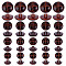 60Pcs 4 Style Plastic Shank Buttons, Half Round, 1-Hole, Saddle Brown, 15~25x9.5~13.5mm, Hole: 3.5mm, 15pcs/style