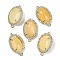 Natural Topaz Jade Faceted Oval Links, Rack Plating Brass Micro Pave Clear Cubic Zirconia Connector Charms, Golden, 21x12.5x5mm, Hole: 1.6mm and 1.4mm