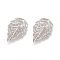 Brass Filigree Pendants, Leaf Charms, Platinum, 18x10x1mm, Hole: 1.2mm