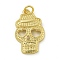 Halloween Theme Rack Plating Brass Pendants, with Jump Ring, Long-Lasting Plated, Lead Free & Cadmium Free, Real 18K Gold Plated, Skull, 24x15x3mm, Hole: 3.5mm