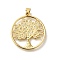 Rack Plating Brass with Cubic Zirconia Pendants, Long-Lasting Plated, Lead Free & Cadmium Free, Tree of Life Charms, Real 18K Gold Plated, 28x25x2mm, Hole: 4x3.5mm