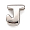 Brass Beads, Long-Lasting Plated, Rack Plating, Lead Free & Cadmium Free, Platinum, Letter J, 21x16x7mm, Hole: 18x4mm