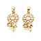 Brass Micro Pave Cubic Zirconia Pendants, Flower, Real 16K Gold Plated, Clear, 20x10.5x3mm, Hole: 3x5mm