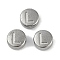 Anti-Tarnish 304 Stainless Steel Beads, Flat Round with Letter, Stainless Steel Color, Letter L, 7x3.8mm, Hole: 1.8mm