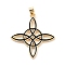 Rack Plating Brass Enamel Pendants, Cadmium Free & Lead Free, Long-Lasting Plated, Real 18K Gold Plated, Witches Knot Wiccan Symbol Charm, Black, 33x30x2mm, Hole: 6x3mm