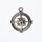 Tibetan Style Alloy Pendants, Cadmium Free & Lead Free, Flat Round, Antique Silver Color, Size: about 30mm long, 25mm wide, 2mm thick, hole: 3mm