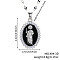 Elegant Vintage Brass Clear Shiny Cubic Zircon Saint Jude Pendant Necklaces with Enamel for Daily Wear, Platinum, Black, 15.75 inch(40cm)