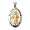 304 Stainless Steel Pendants, Oval with Saint Jude Charm, Golden & Stainless Steel Color, 44.5x27.5x4.5mm, Hole: 8.5x4.5mm