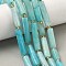 Natural Amazonite Beads Strands, Faceted, Column, with Seed Beads, 12~30x6~7mm, Hole: 1.2mm, about 11~24pcs/strand, 15.55''~15.75''(39.5~40cm)