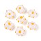 Handmade Lampwork Beads, Bumpy Flat Round & Flower, WhiteSmoke, 14~16x10~11.5mm, Hole: 1~1.4mm