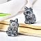 Natural Syenite Carved Healing Cat Figurines, Reiki Energy Stone Display Decorations, 30x23mm