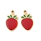 304 Stainless Steel Enamel Charms, Ion Plating(IP), Golden, Strawberry, 13.5x8x1.5mm, Hole: 1mm