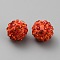 Handmade Polymer Clay Rhinestone Beads, Pave Disco Ball Beads, Round, Coral, 11.5~12mm, Hole: 1.8mm
