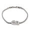 Heart Brass Micro Pave Cubic Zirconia Link Bracelets, Long-Lasting Plated, Platinum, 8 inch(20.4cm)
