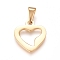 304 Stainless Steel Open Heart Charms, Hollow, Golden, 18.5x16.5x1.5mm, Hole: 8x3mm