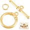 Brass Toggle Clasps, with Jump Rings, Nickel Free, Ring, Real 18K Gold Plated, Ring: 17x14x2.5mm, Hole: 1.6mm, Bar: 22.5x2.5mm, Hole: 1.6mm, Jump Ring: 5x0.8mm, 15pcs