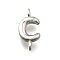Brass Connector Charms, Lead Free & Cadmium Free, Long-Lasting Plated, Rack Plating, Platinum, Letter C, 12.5x6x2.5mm, Hole: 1.2mm