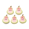 2-Hole Printed Opaque Resin Buttons, Pear, Light Yellow, 16x13.5x2.5mm, Hole: 1mm