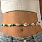 Summer Beach Dyed Synthetic Turquoise Starfish & Natural Cowrie Shell Beaded Belly Chains, with Alloy Beads, Green, 1130mm