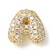 Brass Micro Pave Cubic Zirconia Beads, Letter, Rack Plating, Long-Lasting Plated, Real 18K Gold Plated, Letter A, 10.5x10.5x4.5mm, Hole: 3.5x2mm