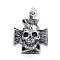 316 Surgical Stainless Steel Pendants, Cross with Skull, Antique Silver, 44x38x16mm, Hole: 8x11mm