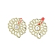 Lega dorata con placcatura a cremagliera con risultati di orecchini a bottone con perle in abs EJEW-B036-03G-17-1