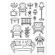 GLOBLELAND Furniture Clear Stamps Sofas Potted Plants Chandeliers Cabinets Silicone Clear Stamp Seals for Cards Making DIY Scrapbooking Photo Journal Album Decoration DIY-WH0167-57-0200-8