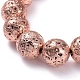 Bracelets extensibles en perles de lave naturelle galvanisées BJEW-G623-01RG-10mm-2