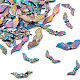 Cheriswelry 56 個 7 スタイル ラック メッキ合金ビーズ  翼と蝶  虹色  6.5~7.5x20~36x3~4.5mm  穴：1.2~2mm  8個/スタイル FIND-CW0001-24-4