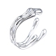 Brass Wave Open Cuff Ring for Women RJEW-T001-94P-3