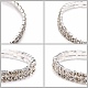 ガールフレンドの結婚式のダイヤモンドのブレスレットのバレンタインデーに贈り物  2行ストレッチラインストーンブレスレット  真鍮  銀色のメッキ  約7.5~8 mm幅  5センチ内径 X-B115-2-3