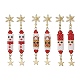 3 пара серег-гвоздиков с подвесками из латуни с прозрачными кубическими цирконами в рождественском стиле (3 стиля) EJEW-MZ00552-2