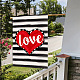 バレンタインデーのテーマのリネンガーデンフラッグ  両面ヤードフラグバナーサイン  記念日の結婚式の家の屋外装飾用  ストライプのハートの長方形  レッド  450x310x3mm AJEW-H146-03A-5