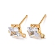 Латунные серьги-гвоздики из циркония KK-F898-14B-G-2