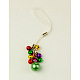 Glass Pearl Mobile Straps for Christmas HJEW-JM00127-05-1