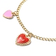 Charm-Armband aus Emaille mit Herz und Wort „Love“. BJEW-JB09557-2