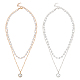 Anattasoul 2 pz 2 colori plastica imitazione perla pendenti set di collane a doppio strato NJEW-AN0001-11-1
