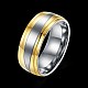 メンズチタンスチールフィンガー指輪  ワイドバンドリング  サイズ10  ゴールドカラー  19.8mm RJEW-BB27605-A-10-7