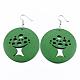 Filigree Flat Round with Tree of Life Wood Dangle Earrings EJEW-F0090-08A-2