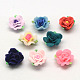 Handmade Polymer Clay 3D Flower with Leaf Beads CLAY-Q202-15mm-M-1