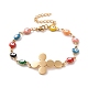 Placage sous vide 304 bracelet à maillons en acier inoxydable avec des chaînes de mauvais œil en émail coloré pour les femmes BJEW-B062-07G-2