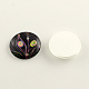 Feather Pattern Flatback Half Round/Dome Glass Cabochons for DIY Projects X-GGLA-R026-16mm-24R-1