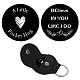 CREATCABIN 1 Set A Little Pocket Hug Token Heart Pattern Long Distance Relationship Keepsake Keychain Stainless Steel Double Sided with PU Leather Keychain Gift for Family Friends 1.2Inch(Black) AJEW-CN0001-21W-7