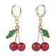Natural Mashan Jade & Glass Seed Beaded Cherry Dangle Leverback Earrings EJEW-TA00066-2