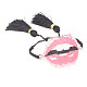 ダブルタッセル付きガラスシード編組ビーズブレスレット  女性のためのセクシーな唇の友情のブレスレット  ピンク  11インチ（28cm） BJEW-A121-02A-2