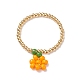 Женское плетеное кольцо с фруктами из стекла и латуни RJEW-TA00047-04-1
