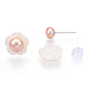 Natural Pearl & White Shell Flower Stud Earrings PEAR-N020-05J-1