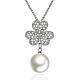 Real Platinum Plated Eco-Friendly Tin Alloy Czech Rhinestone Clover Pendant Necklaces NJEW-BB08092-P-1