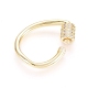 Brass Micro Pave Clear Cubic Zirconia Screw Carabiner Lock Charms ZIRC-L085-02G-2